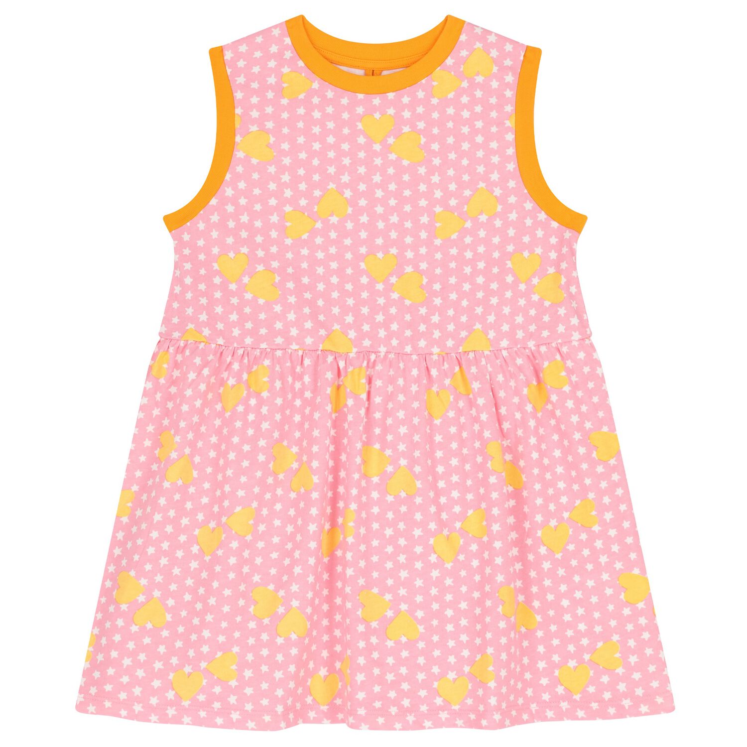 Girls Pink & Orange Star Dress, 1, hi-res