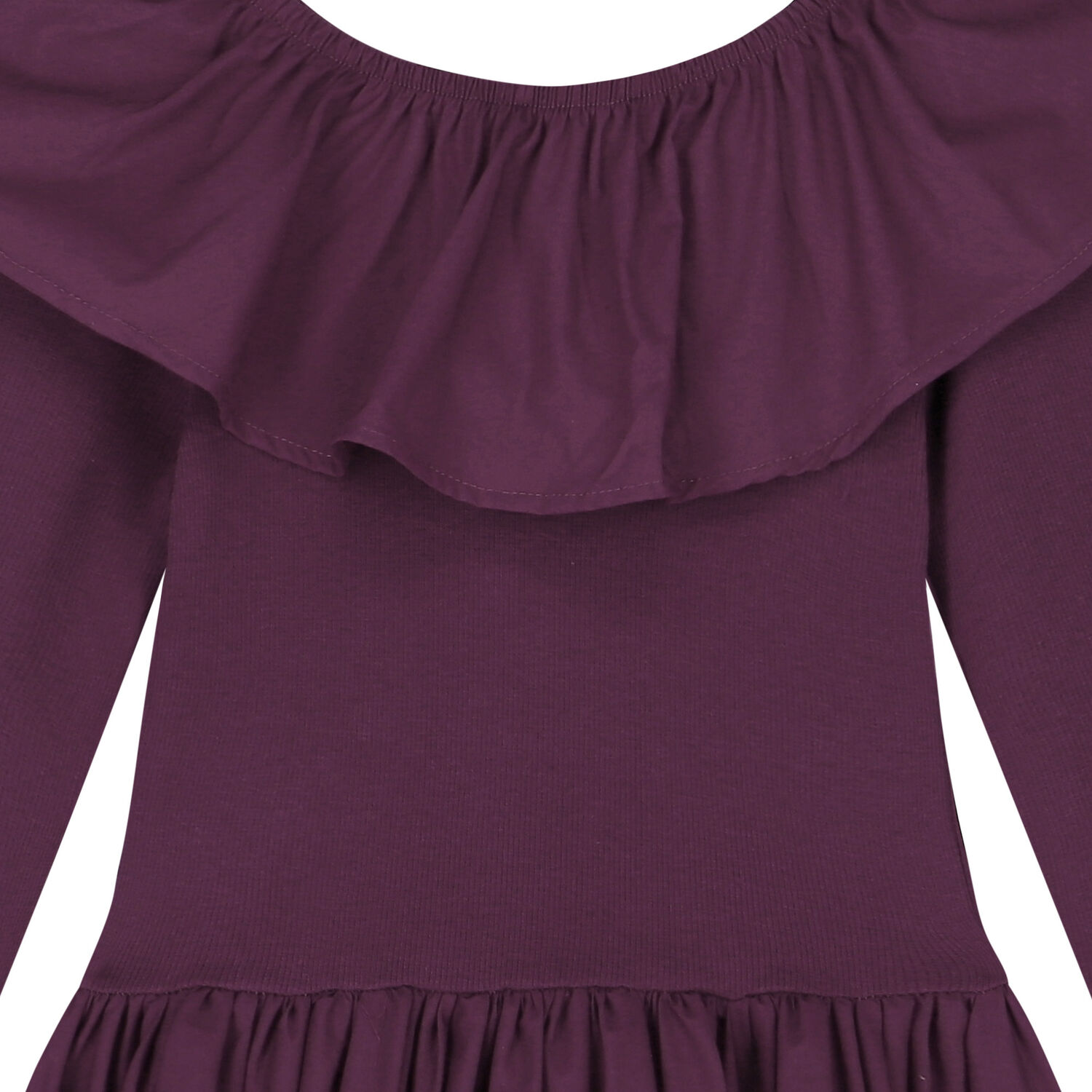 Girls Purple Ruffled Long Sleeve Dress, 1, hi-res