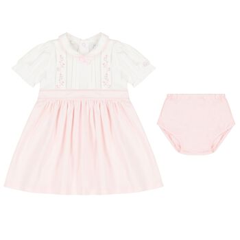 Baby White & Pink Floral Dress Set