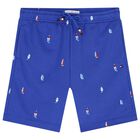Boys White & Blue Logo Shorts Set, 2, hi-res