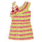 Girls Orange, Pink & Green Zigzag Striped Playsuit, 1, hi-res