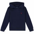 Boys Navy Logo Hooded Top, 1, hi-res