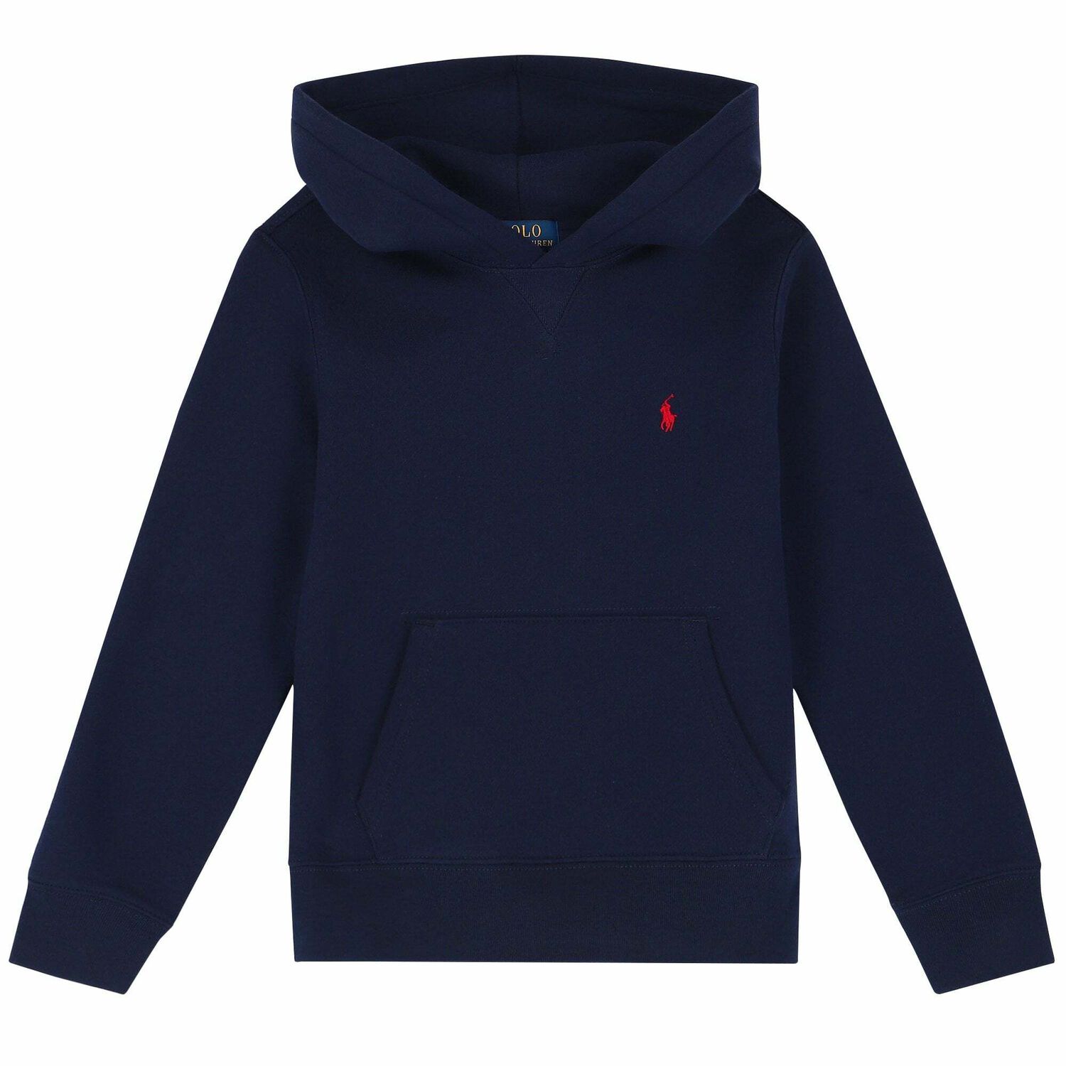 Boys Navy Logo Hooded Top, 1, hi-res