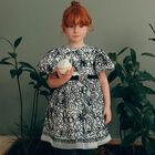 فستان تول زهري بشريط باللون العاجي والأسود للبنات, 1, hi-res