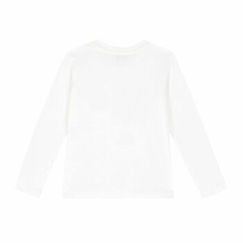 Girls White Printed Long Sleeve Top