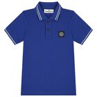 Boys Blue Logo Polo Shirt, 1, hi-res