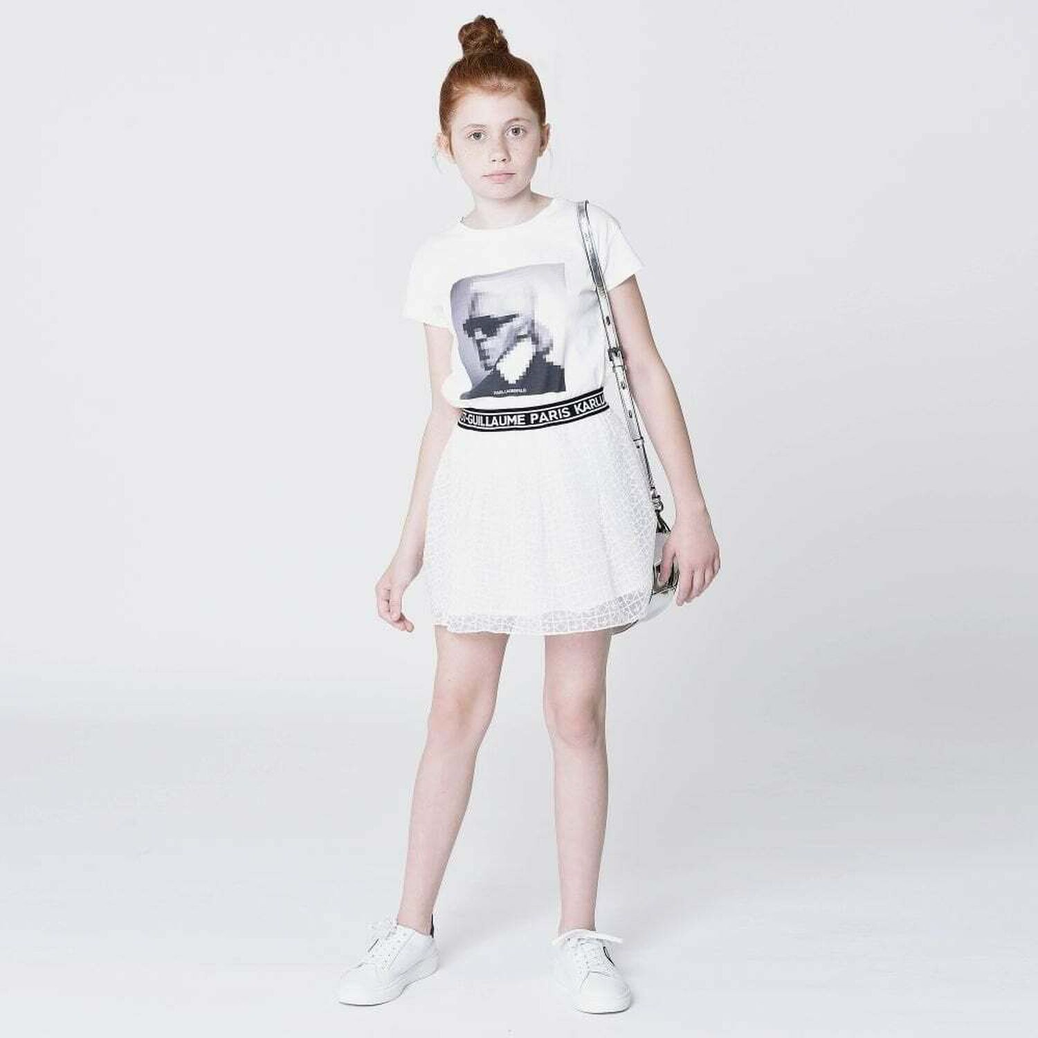 Girls White Logo T-Shirt, 1, hi-res