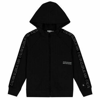 Boys Black Logo Zip Up Top
