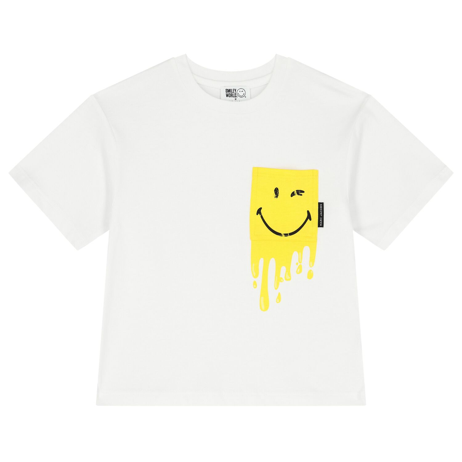 White Logo Smiley World T-Shirt, 1, hi-res