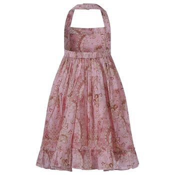 Girls Pink Floral Halter Dress