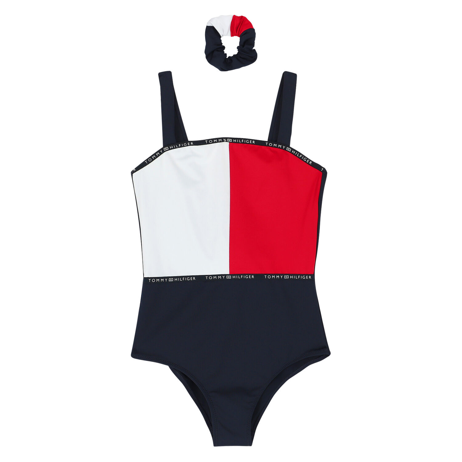 Girls White, Red & Navy Swimsuit, 1, hi-res