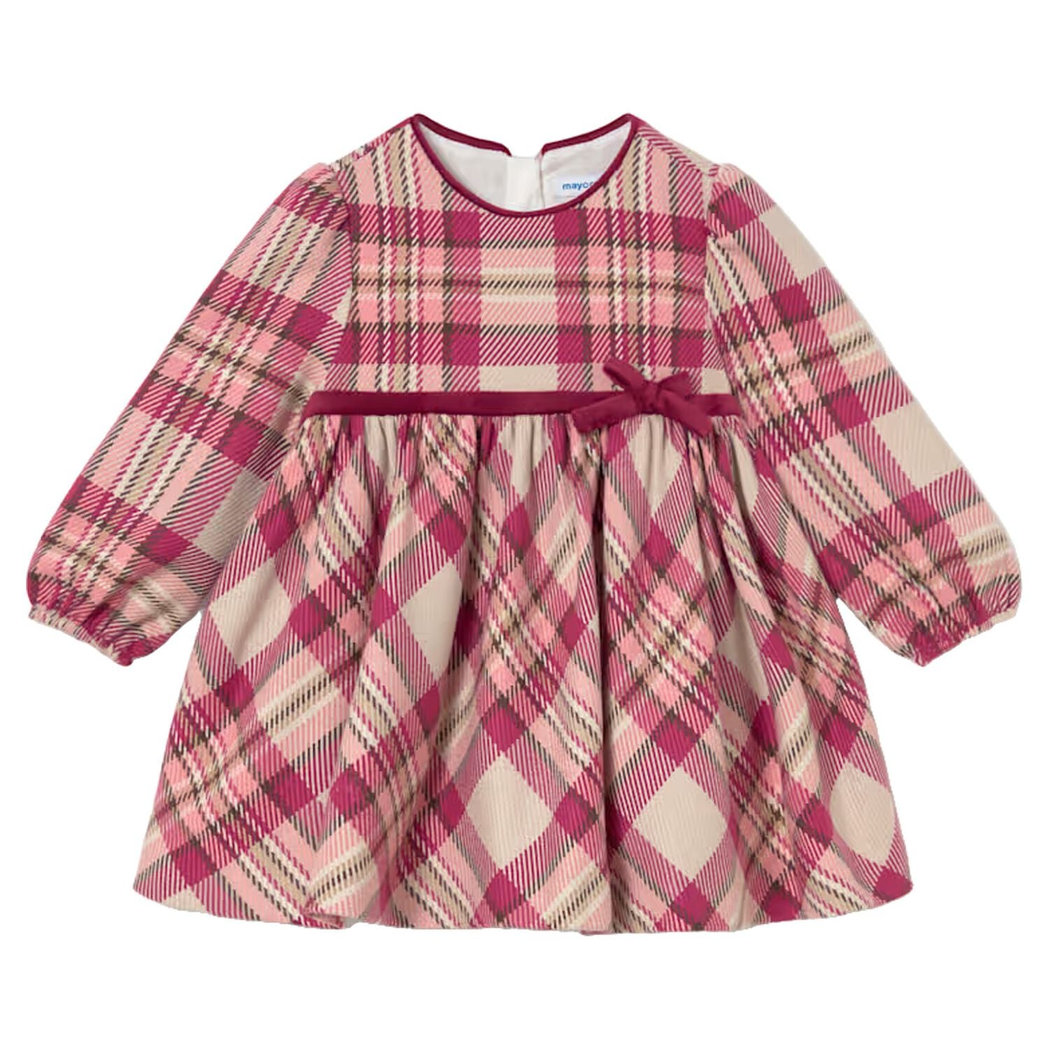 Younger Girls Pink Check Dress, 1, hi-res