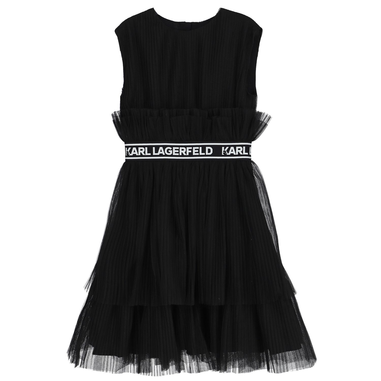 Girls Black Logo Dress, 1, hi-res