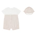 Beige & Ivory Striped Baby Romper Set, 1, hi-res