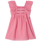 Girls Pink Cotton Dress, 1, hi-res