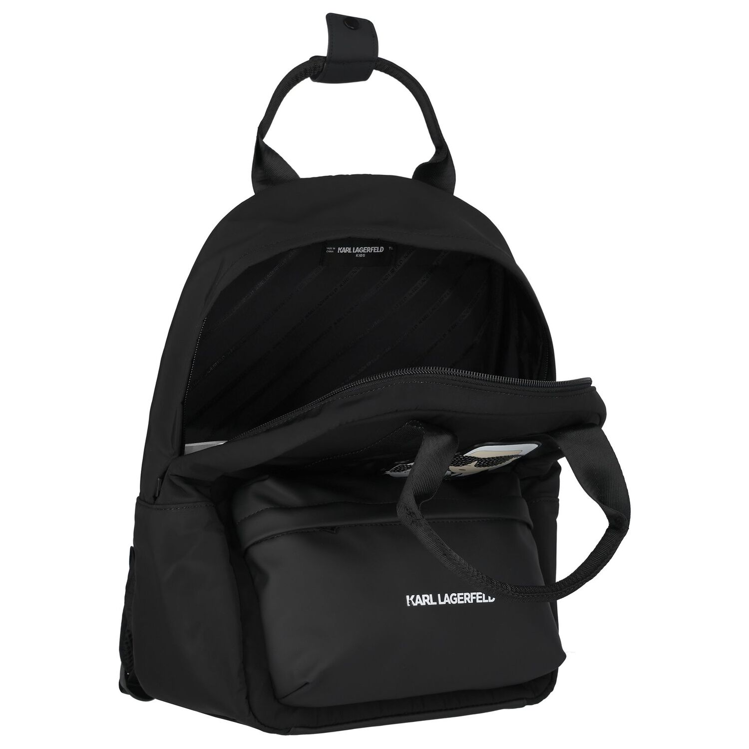 Girls Black Ikonik Logo Backpack, 1, hi-res