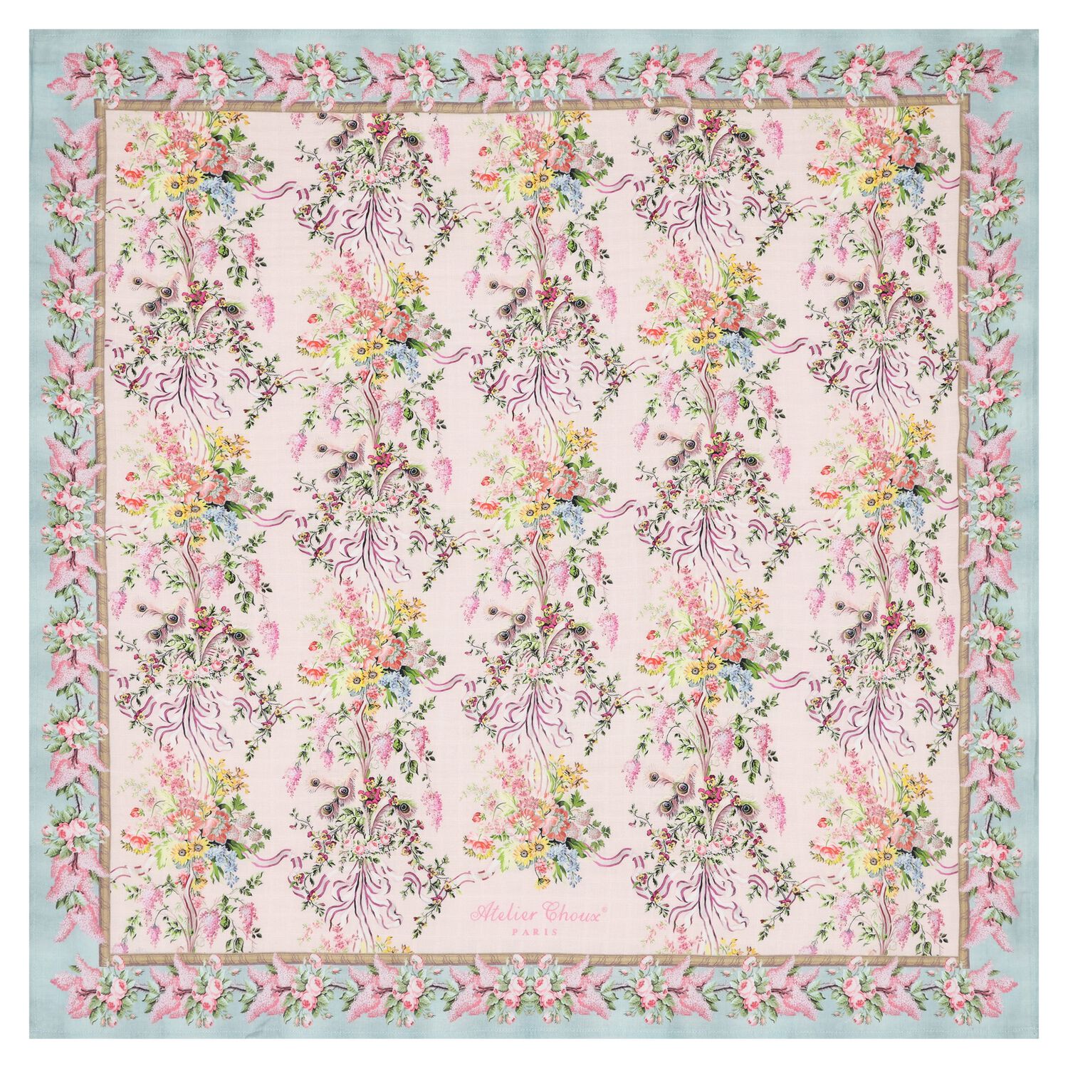 Baby Girls Pink & Blue Marie Antoinette Swaddle Carré Blanket, 1, hi-res image number null