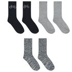 Boys Navy Blue & Grey Socks (3 Pack), 1, hi-res