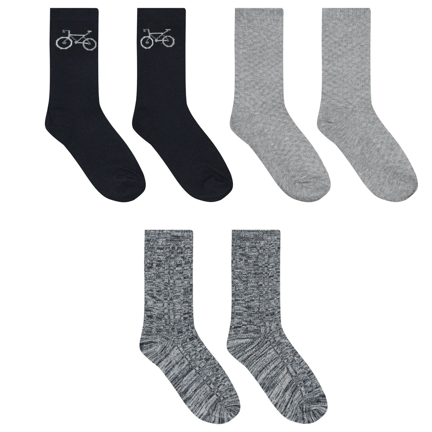 Boys Navy Blue & Grey Socks (3 Pack), 1, hi-res image number null