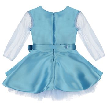 Girls Blue Satin & Tulle Dress