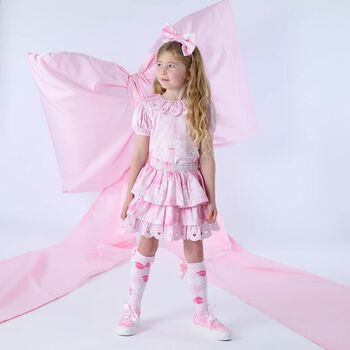 Girls Pink Satin Bow Socks