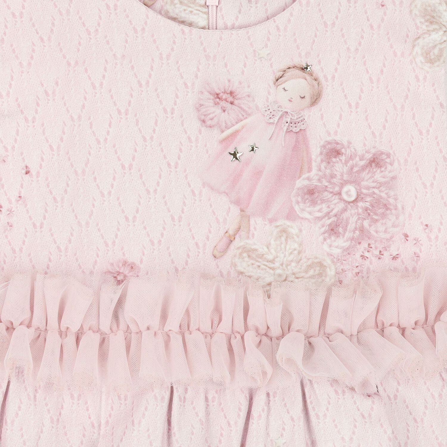 فستان بنات تول بكشكشة باللون الوردي, 1, hi-res image number null