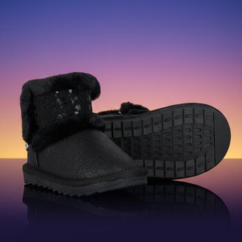 Younger Girls Black Faux Leather Boots