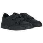 Boys Black Logo Leather Trainers, 1, hi-res