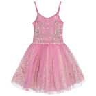 Girls Pink Embellished Tulle Dress, 1, hi-res