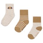 Younger Boys Beige Socks ( 3 Pack ), 1, hi-res