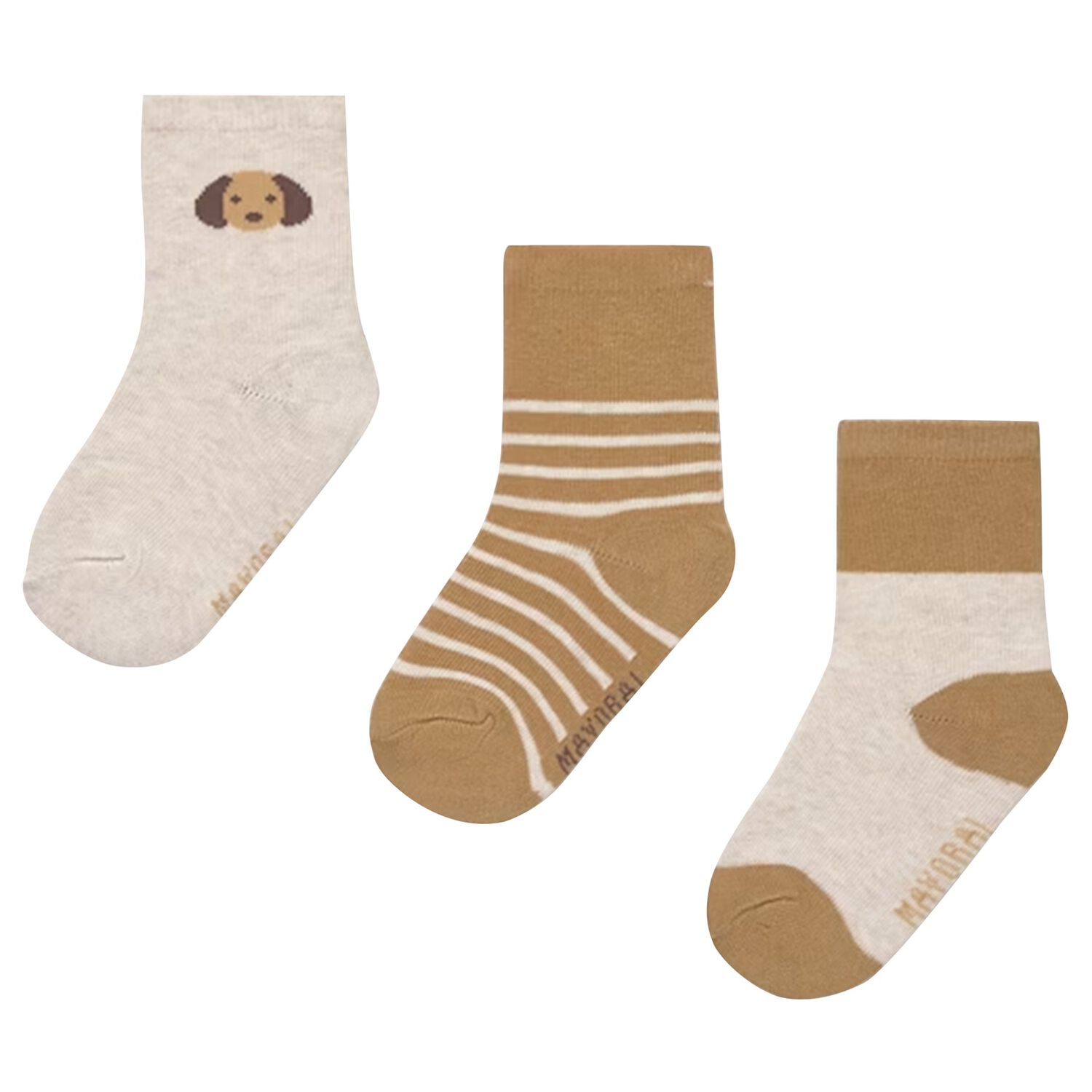 Younger Boys Beige Socks ( 3 Pack ), 1, hi-res