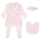 Baby Girls Pink Embellished Babygrow Set, 1, hi-res