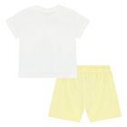 Younger Boys White & Yellow Cotton Shorts Set, 2, hi-res