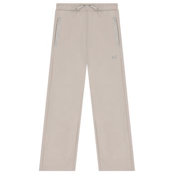 Girls Beige Embellished Logo Trousers