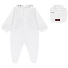 Baby Boys White & Blue Teddy Bear Logo Babygrow Gift Set, 1, hi-res