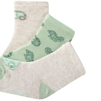 Younger Boys Beige & Green Socks ( 3-Pack ) 