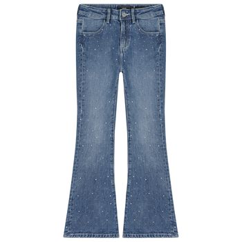 Girls Blue Embellished Denim Jeans