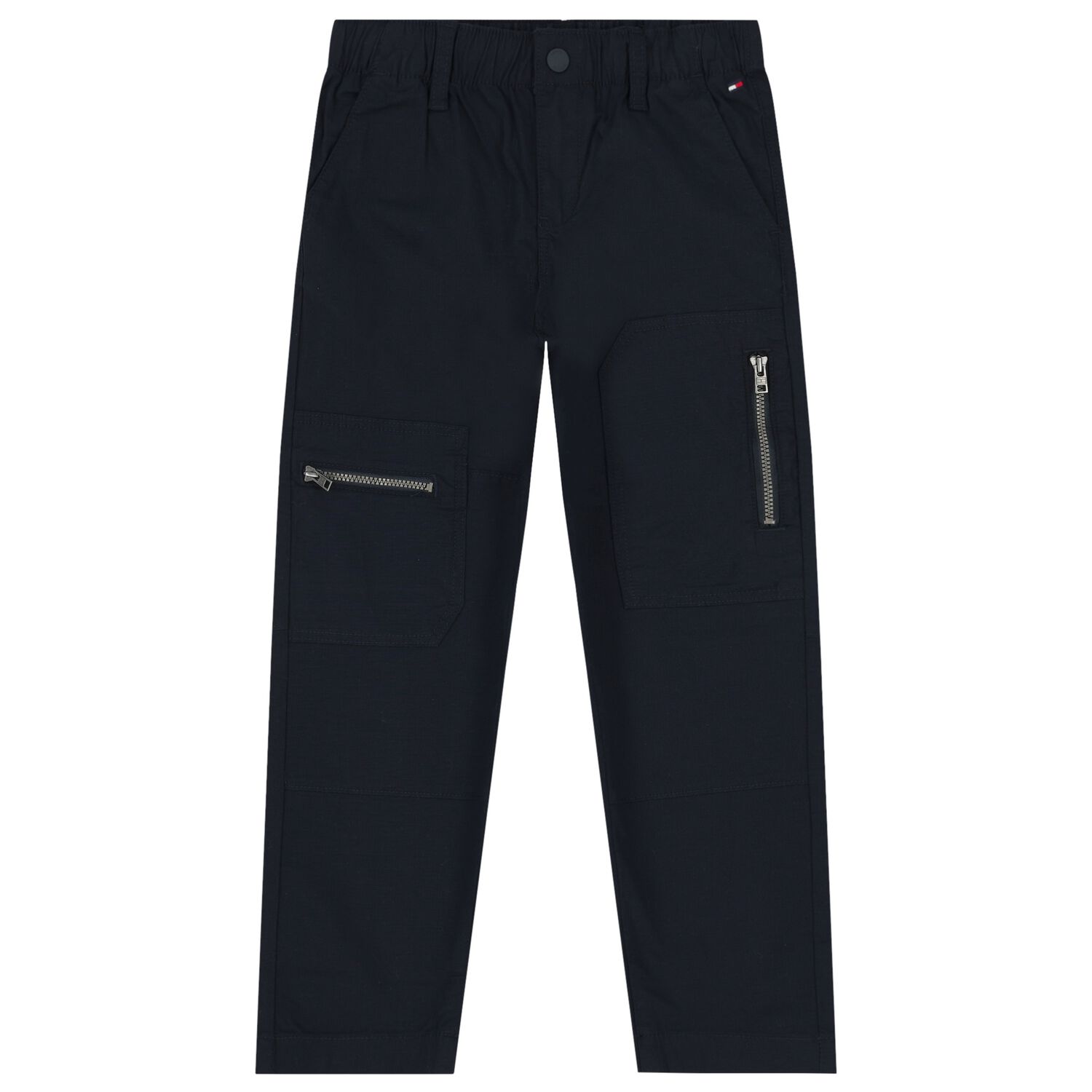 Boys Navy Blue Logo Trousers, 1, hi-res