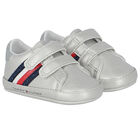 حذاء قبل المشي بالشعار باللون الفضي للاولاد , 1, hi-res