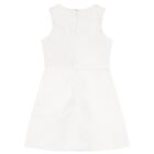 Girls White Bow Satin Dress, 1, hi-res