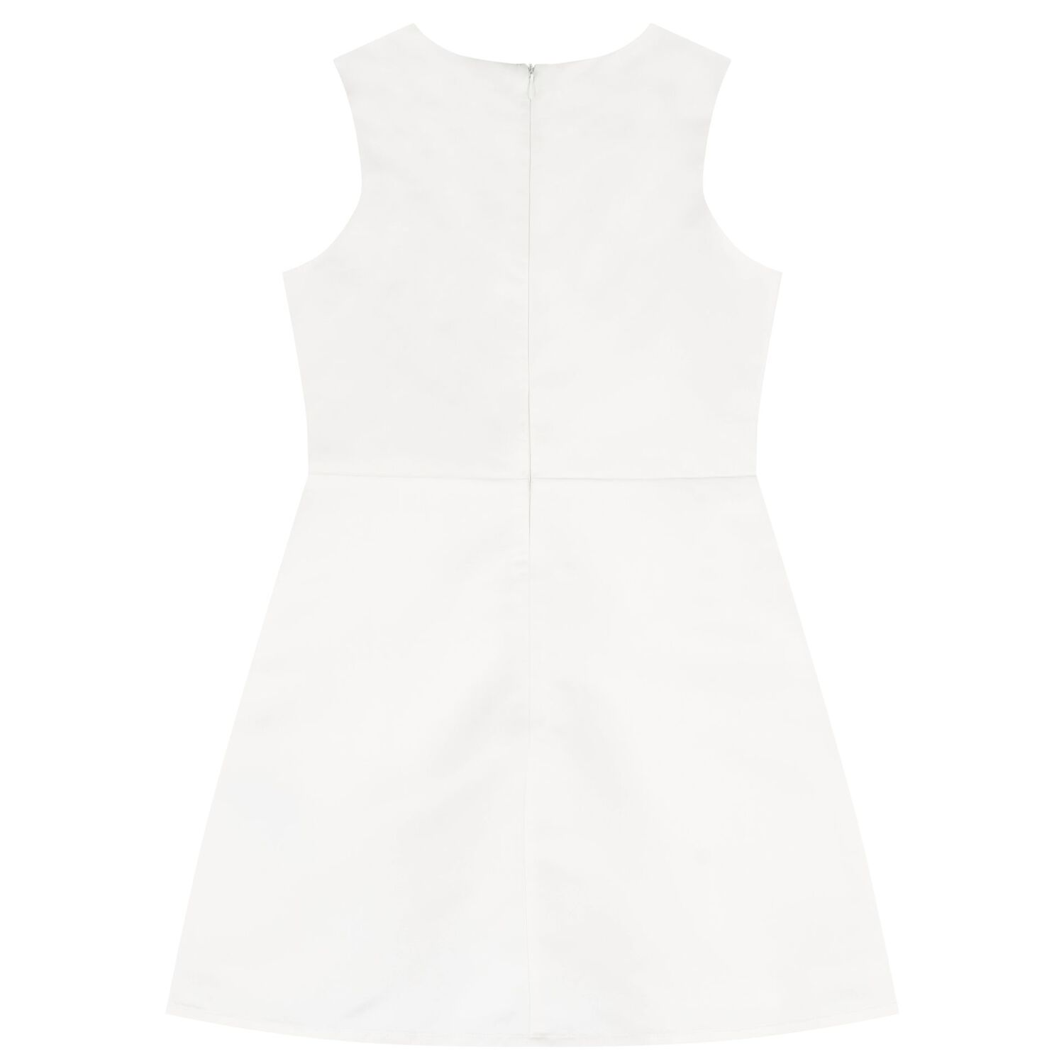 Girls White Bow Satin Dress, 1, hi-res