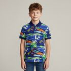 Boys Blue Logo Polo Shirt, 1, hi-res