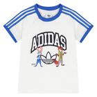 Younger White & Blue Disney Logo Shorts Set, 1, hi-res