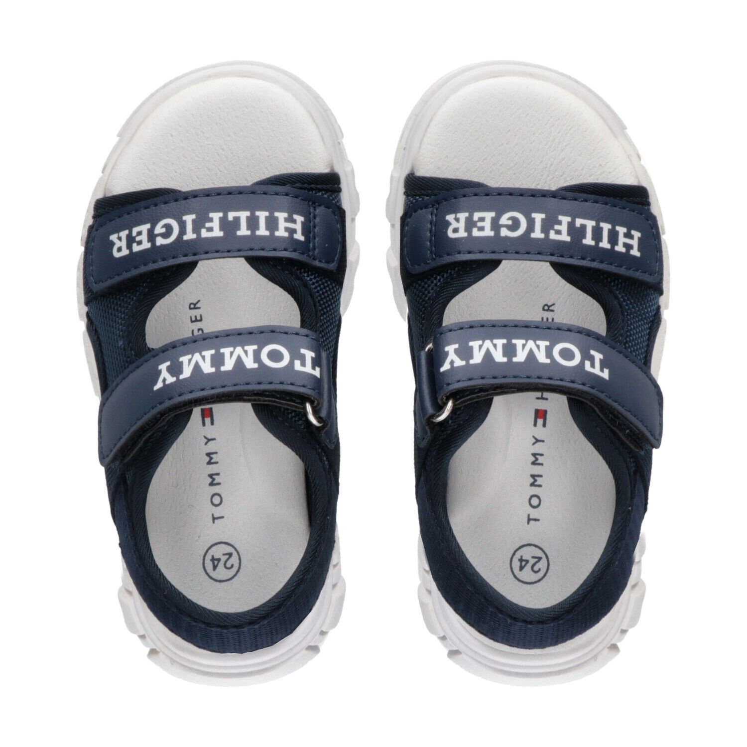 Boys Navy Blue Logo Sandals, 1, hi-res