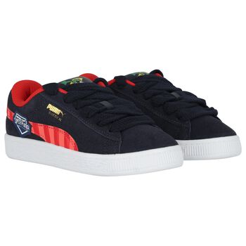 Boys Navy Blue Suede Super Puma Trainers