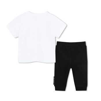 Boys White & Black Joggers Set