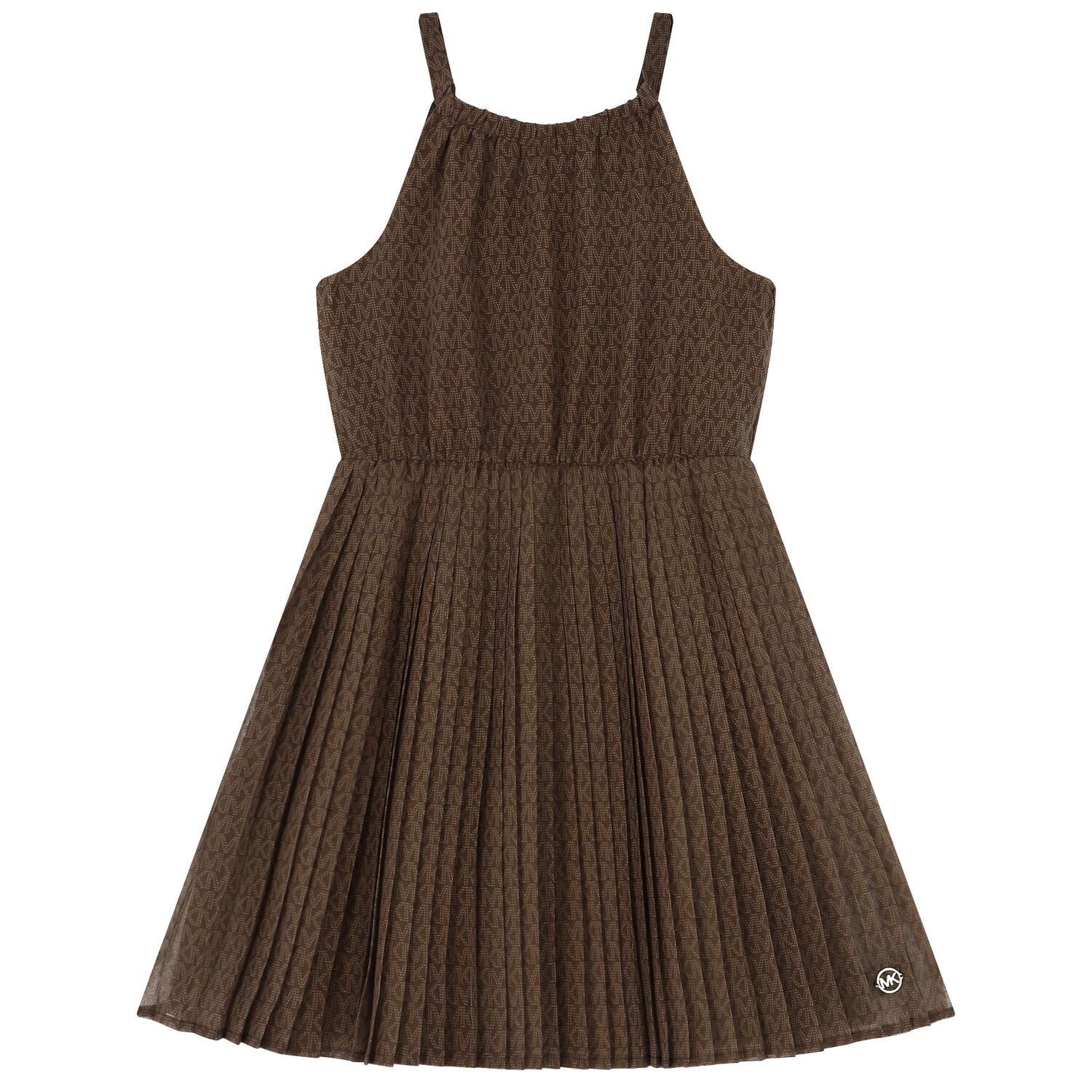 Girls Brown Chiffon Logo Dress, 1, hi-res