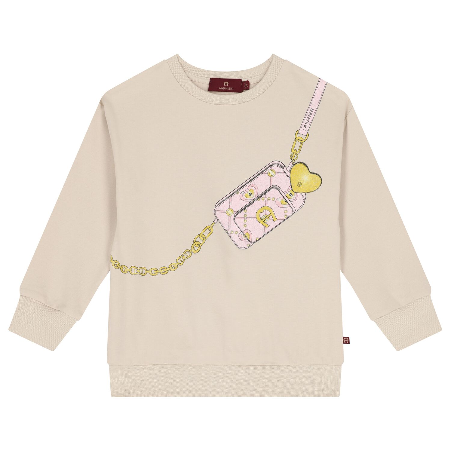 Girls Beige Crossbody Bag Sweatshirt, 1, hi-res