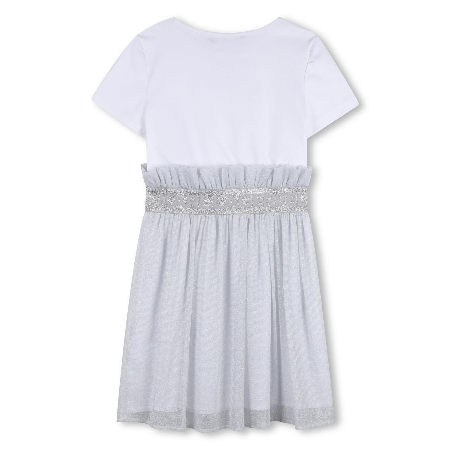 Girls White & Silver Tulle Dress, 1, hi-res