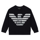 Boys Navy Logo Sweatshirt, 1, hi-res